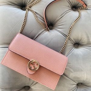 Pink Gucci wallet on chain